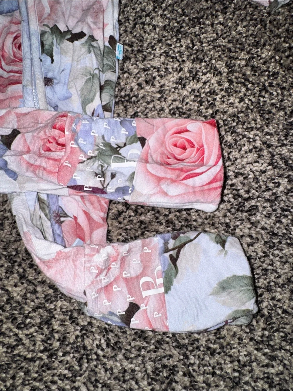 Posh Peanut Pink & Blue Floral Footed One-Piece